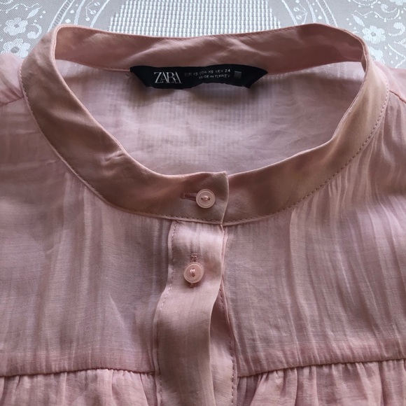 Zara Blush Pink Layered Tiered Blouse Women’s Size XS Bohemian Style Shirt Top - Picture 15 of 16